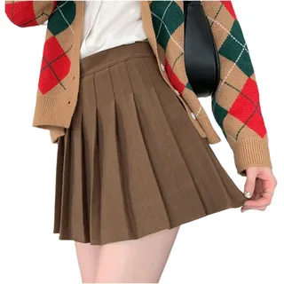 Faltenrock Damen Kurz Minirock Damen Sexy Elegant Mini Skirt Glockenrock Knielang Skater Rock mit Hose Filz Schulmädchen Rock