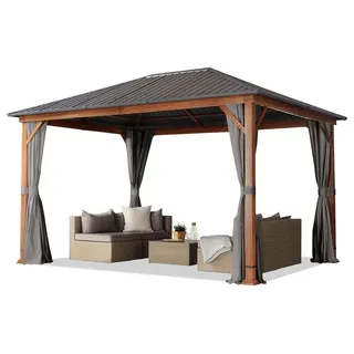 TOOLPORT Gartenpavillon 3 x 4 m inkl. 4 Seitenteile Grau