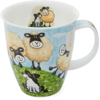 DUNOON Sheepies Hilltop - Porzellan Tasse mit Griff, Transparent, 480 ml, Zuhause