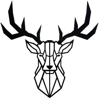 Hansmeier Hirsch-Wanddeko aus Metall | 75 x 75 cm | Hirschkopf Geweih | Wandskulptur Industrial Deko Metalldeko (75cm, Schwarz)