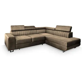 masseno Ecksofa Velours 4-Sitzer Beige