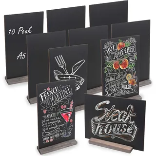 JMIATRY 10 Stück Kreidetafel Aufsteller A5, Kreidetafel Klein 22x15.3 Cm, Mini Tafeln Zum Beschriften Für Buffet, Hochzeit, Party, Bäckerei, Café