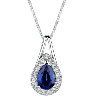 Elli Halskette Tropfen Synthetischer Saphir Blau 925 Sterling Silber