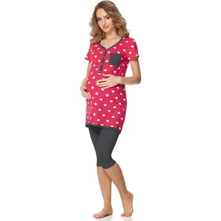 Bellivalini Umstandspyjama Damen Umstands Pyjama mit Stillfunktion BLV50-126 mit Brusttasche rosa S