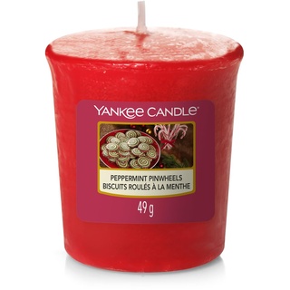 Yankee Candle Votivkerze Peppermint PINWHEELS - Kerze mit Brenndauer bis zu 15 Stunden