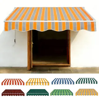 Ersatzbespannung Für Gelenkarmmarkise Und Klemmmarkise, Terrassen Markisen Ersatzstoff,Hochwertiger Markisenstoff Wasserdicht, Plus Sonnenschutz Stoff Für Draußen(Orange Gray,300x200cm)