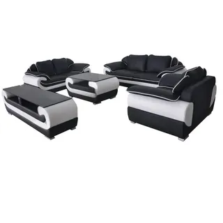 JVmoebel Sofa Schwarze Luxus Wohnlandschaft aus Leder mit Boxspring-Polsterung, Made in Europa schwarz