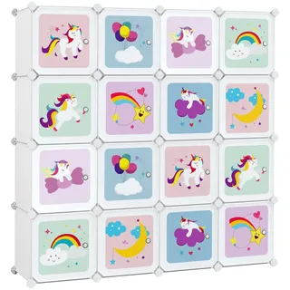 Kinderschrank Kinderregal Regalsystem 16 Würfeln Aufbewahrungsschrank LPC906W01