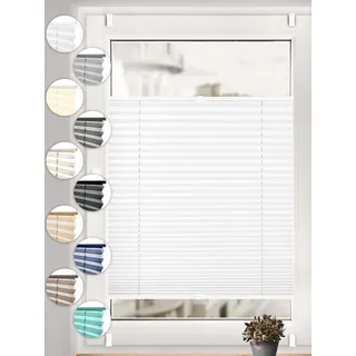 Sonello Plissee ohne Bohren Rollo Klemmfix für Fenster & Tür Lichtschutz, blickdicht, ohne Bohren, verspannt, Klemmfix, 80cm x 100cm Weiß Faltrollo, Easyfix, Sonnenschutzrollo, Jalousie weiß 80 cm x 100 cm