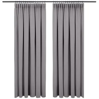 Blumtal Verdunklungsvorhänge Kräuselband 140x145 cm im 2er Set - Oeko-TEX zertifizierte Vorhänge Blickdicht - Thermovorhang Hitzeschutz - waschbare Vorhänge mit Kräuselband für Schiene in Dunkelgrau