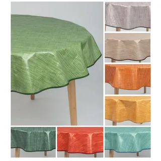 Laro Wachstuch Tischdecke rund 140 cm Braun