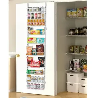 Vorratsschrank Speisekammer-organizer Aufbewahrung Über Der Tür, 10-stufige Gewürzregale Zum Aufhängen Aus Stahl, Verstellbare Lagerregale Für Die Wand, Für Zuhause Küche Badezimmer, Weiß