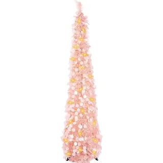 150cm/5ft Künstliche Weihnachtsbäume, zusammenklappbarer Pop up Lametta Weihnachtsbaum, vorbeleuchtete Weihnachtsdekoration Indoor Home Decor (pink)