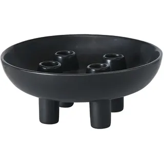 Boltze Kerzenteller "Hayden" in Schwarz - (H)9 x Ø 21 cm