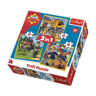 Puzzle 3 in1 Feuerwehrmann Sam Trefl, 20 bis 50 Teile