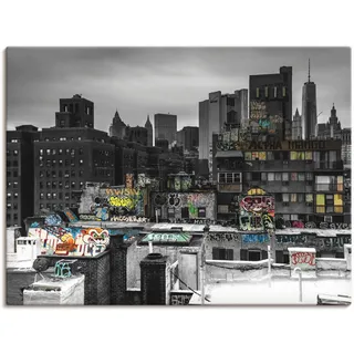 Wandbild ARTLAND "Graffiti in New York" Bilder Gr. B/H: 80 cm x 60 cm, Leinwandbild Amerika, 1 St., schwarz Kunstdrucke als Leinwandbild, Poster in verschied. Größen