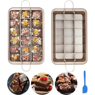 LuxusKollektion Backblech Brownie Backform mit Trennwänden und Spatula 31x20x3.7 cm bunt