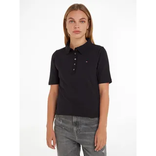 Poloshirt TOMMY HILFIGER Gr. XS (34), schwarz (black) Damen Shirts Jersey mit Logostickerei
