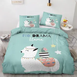 GEDAEUBA Lama Geschenk - Lama Bettwäsche 135x200 Sommer, Süße Alpaka Bettbezug 135 x 200 2er Set, Wendebettwäsche und Kissenbezug 80x80, Weiche Mikrofaser Bettwäsche-Sets mit Reißverschluss