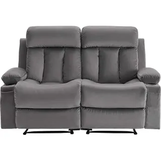 SucceBuy Elektrischer Relaxsessel mit Wärme- und Massagefunktion, Samt-Liegesessel mit USB-Anschlüssen, Getränkehaltern und Seitentaschen, ideal... - Grau