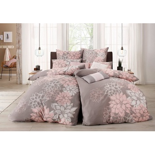 Bettwäsche Susan in Gr. 135x200 oder 155x220 cm, Home affaire, Polycotton recycelt, 2 teilig, in verschiedenen Qualitäten, romantische Bettwäsche mit Blumen grau|rosa