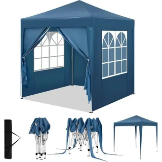 WOLTU Pavillon 2x2 m, mit 4 Seitenwänden, Partyzelt wasserabweisend UV-Schutz 50+, Blau - Blau