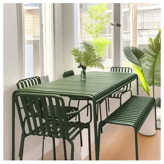 Muxing Gartenlounge-Set Gartenmöbel Set aus Eisen mit Tisch und Stühlen für Garten & Terrasse, (Set, 6-tlg) grün 140 cm x 75 cm x 70 cm