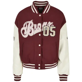 FUBU Collegejacke FUBU "Fubu Damen FW224-006-1 City 05 Varsity Jacket bordeaux/offwhite", Damen, Gr. XS, rot, 100% Polyurethan, mehrfarbig, normal, amerikanischer Ausschnitt, Jacken Collegejacke