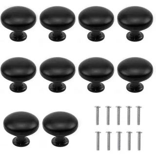 Set Mit 10 Schwarzen 30-mm-schubladengriffen, Runde Einloch-möbelknöpfe Für Schränke, Küchen Und Kindermöbel