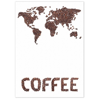 Teppich »Weltkarte mit Schriftzug aus Kaffeebohnen«, Wallario, rechteckig, rutschfest rot