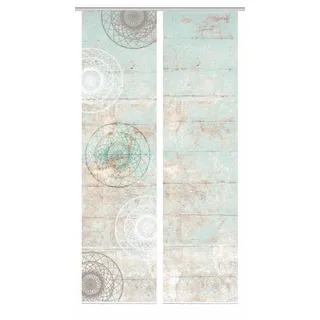 HOME in green 84089 MANDRIGA Schiebegardine aus recyceltem Polyester, Farbe:mint, Größe:245 x 60 cm, Anzahl:2er-Set (2X Motiv)