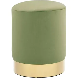 vidaXL Hocker Fassform Polsterhocker Sitzhocker Schemel Samthocker Pouf Sitzpouf Velour Fußhocker Rund Senfgrün Golden Samt 28 x 36 cm
