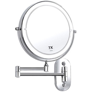 MRJ Kosmetikspiegel LED Beleuchtet mit 1x/ 7xFach Vergrößerung Schminkspiegel, wandmontage Kosmetikspiegel mit Touch Button Einstellbar Licht, 360° Schwenkbar und Vertikal