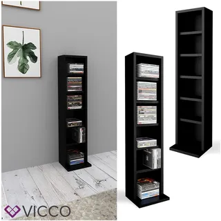 Vicco Bücherregal 40 x 20 x 180 cm Schwarz