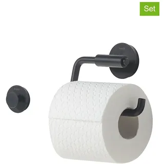Tiger 2tlg. Set: Toilettenpapierhalter und Wandhaken "Urban" in Schwarz