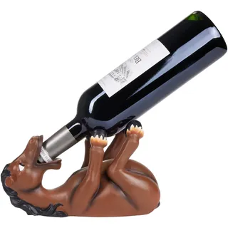 BRUBAKER Weinflaschenhalter durstiges Pferd - Flaschenhalter Trinkende Tiere - Flaschenständer lustig - Deko Figur Handbemalt - Bar Weinzubehör - Witzige Dekoration - Wein Geschenk für Reiter