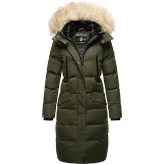 Marikoo Damen langer Winterjacke Stepp Parka mit abnehmbarer Kapuze Schneesternchen