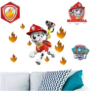 12 tlg. Set Wandtattoo/Sticker - " Paw Patrol - Feuerwehr Hund Marshall " - Wandsticker - Aufkleber für Kinderzimmer - selbstklebend + wiederverwendbar + ..