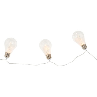 BUTLERS LED Lichterkette BULB LIGHTS 10 Lichter Warmweiße Glühbirnen (2,75 m) mit USB, Batteriebetrieben, Timer, Innendekoration Wohnzimmer