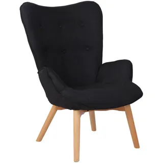 CLP Sessel, Schwarz, Holz, 71x100x77 cm, Wohnzimmer, Sessel, Ohrensessel