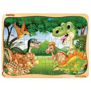 Webby Dinosaurier‐Puzzle ab 4+ | 40‐teiliger Holz‐Dschungel Lernpuzzle für Kinder 3–6 Jahre | Konzentration & Problemlösung durch Dinosaurier Spielzeug