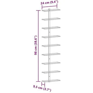 vidaXL Wand-Weinregal 9 Flaschen 24 x 98 x 9,5 cm Weiß