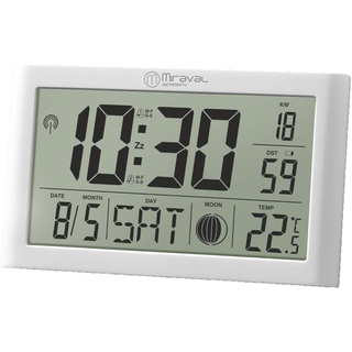 Digitale LCD Tischfunkuhr mit Datumsanzeige + Temperaturanzeige Geräuschlos Digitale Funkuhr mit Datumsanzeige Digital Schwarz 2X AA-Batterie Schwarz Kunststoff Unisex DCF77 Datumsanzeige (Weiß)