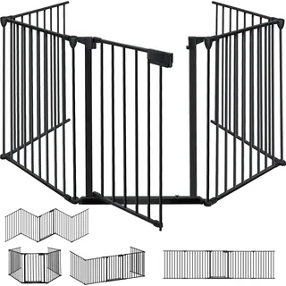 Kesser Kaminschutzgitter mit Tür 300 cm x 75 cm x 2 cm Schwarz