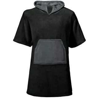 CelinaTex Happyfun Poncho lang 80 x 110 cm schwarz anthrazit Mikro-Flanell Badeponcho Mikrofaser Surfponcho Handtuch - 80 x 110 cm Herren