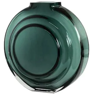 Surwin Glasvase Deko, Gross Klein Klar Glasvase - Vintage Deko Vase Tischdekoration Klarem Blumenvase für Wohnzimmer Büro Dekoration Heimdekoration, Hochzeits (dunkelgrün rund)