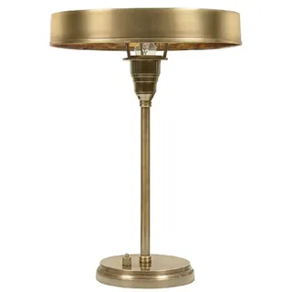 Casa Padrino Luxus Art Deco Tischleuchte Antik Messing Ø 38 x H. 53 cm - Runde Messing Schreibtischleuchte - Luxus Leuchten - Luxus Interior