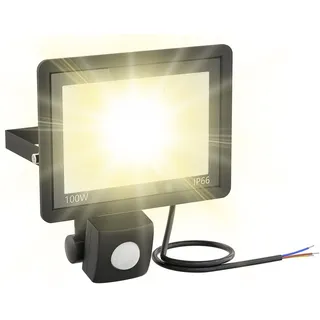 Suusolny 100W LED Strahler mit Bewegungsmelder Außenstrahler Warmweiß IP66 Wasserdicht Fluter Superhell Außenleuchte Scheinwerfer Außenbeleuchtung ohne Stecker für Garten Garage Haus Innenhöfe