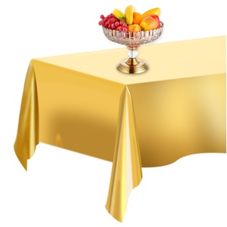 Tischdeckenrolle, Tischdecke Gold, Foil Tablecloth 100 x 270 cm Metallic Tablecloths Foil Party Rectangular Table Covers Shiny Waterproof Tablecloth(Gold)