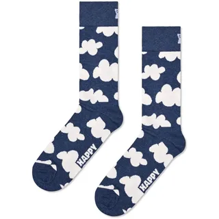 Happy Socks Cloudy Baumwolle Socken Damen Herren Marine Weiß 41-46 - 41-46
